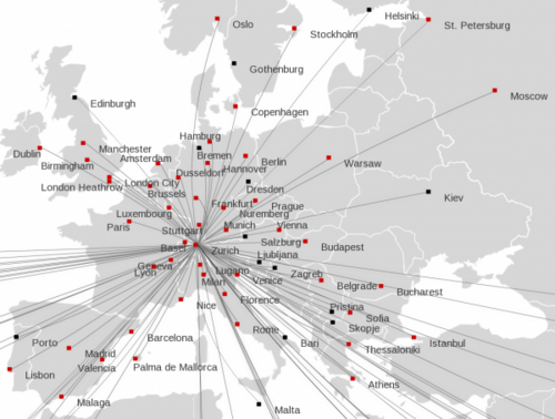 Connections from/to Zurich with Swiss International Air Lines (and partners)